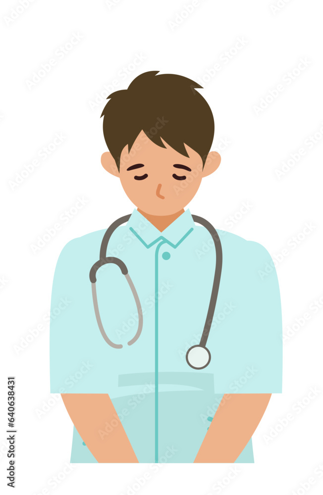 Working nurse man. Healthcare conceptMan cartoon character. People face profiles avatars and icons. Close up image of man taking a bow. Working nurse man. Healthcare conceptMan cartoon character. People face profiles avatars and icons. Close up image of man taking a bow.