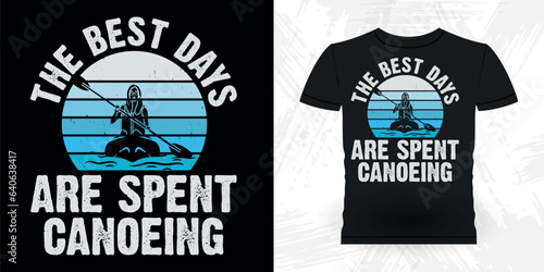Funny Paddling Boat Retro Vintage Kayaking T-shirt Design