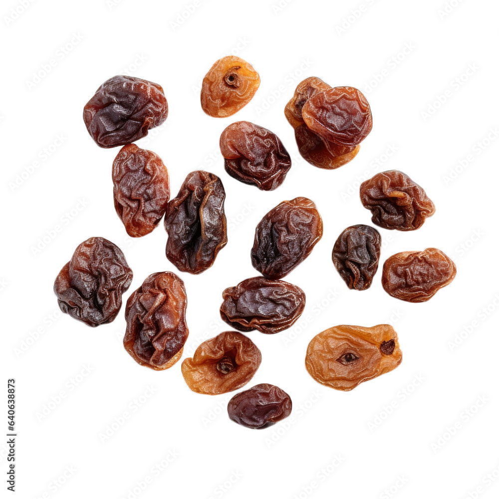 Dried Raisins isolated on transparent background. Generative AI Dried Raisins isolated on transparent background. Generative AI