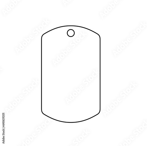 Vector isolated one single rectangle army badge shape tag pendant blanc with hole colorless black and white contour line easy drawing