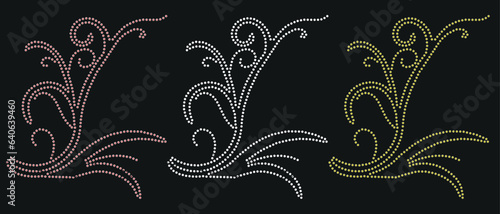 ss1 0 mm rhinestone.Flowers Rhinestone Transfers Ideas ,full, illustration.background. hand drawn style. You can use it as a bead embroidery, glitter or foil fashion,with collar and hot fix rhinestone