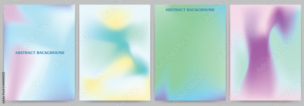 Fototapeta premium Set of abstract backgrounds with holographic effect, gradient blur.