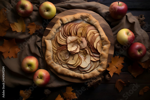 Apple Galette  rustic French tart  buttery crust encasing cinnamon kissed apples  a slice of autumn s coziness