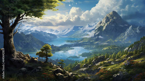 Capture the beauty of the landscape with intricate details and dynamic composition.