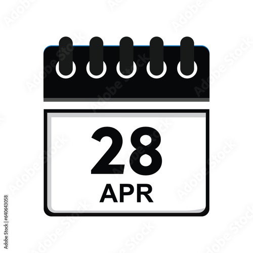 calender icon, 28 april icon with white background