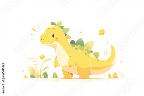 Flat Cartoon Style Cute Dinosaur Children Illustration © lin