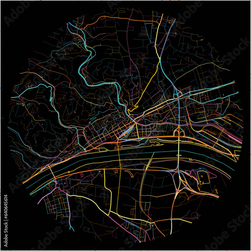 Colorful Map of Krems, Lower Austria with all major and minor roads.