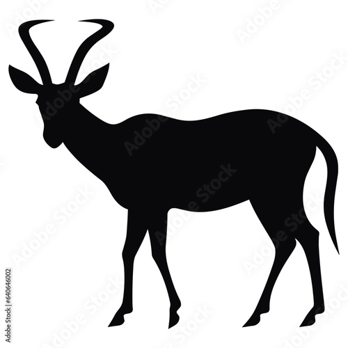 African antelope vector silhouette  Black silhouette of antelope Animal isolated on a white background