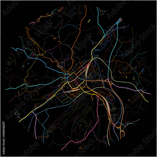 Colorful Map of SanktVeitanderGlan, Carinthia with all major and minor roads.
