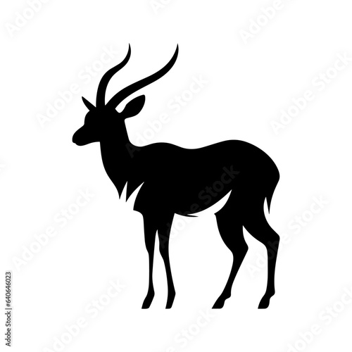 African antelope vector silhouette, Black silhouette of antelope Animal isolated on a white background