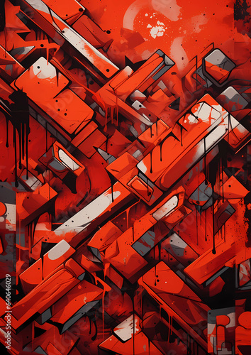 artistic graffiti background in red colors, creative and abstract backdrop, generative AI