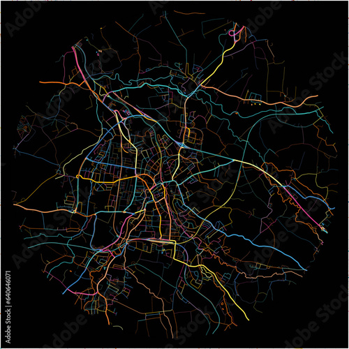 Colorful Map of RiedimInnkreis, Upper Austria with all major and minor roads.