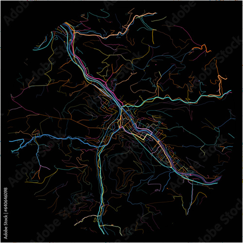 Colorful Map of Waidhofen, Lower Austria with all major and minor roads.