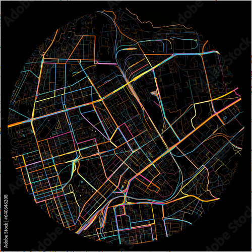 Colorful Map of Baku with all major and minor roads.