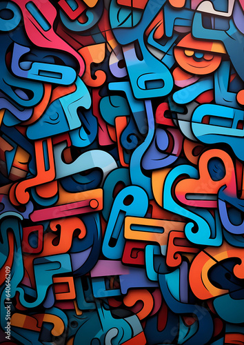 artistic graffiti background in settled colors, creative and abstract backdrop, generative AI