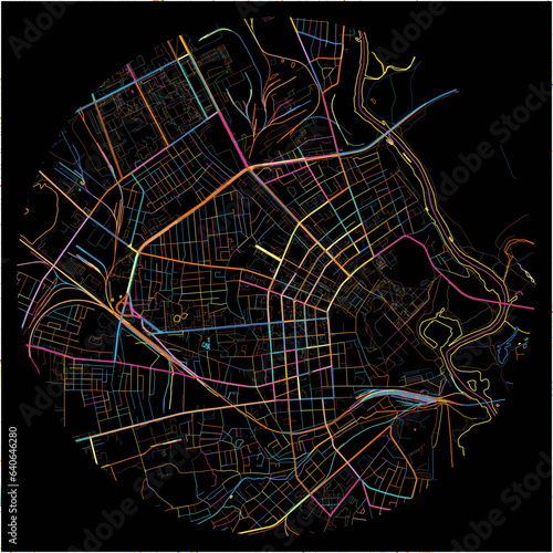 Colorful Map of Babruysk, Voblasć with all major and minor roads. photo
