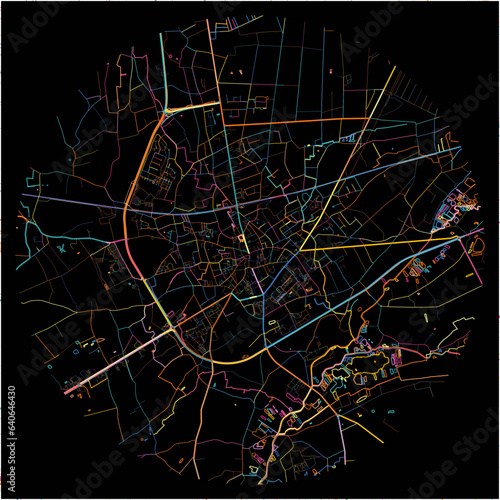 Colorful Map of Geel, Antwerp with all major and minor roads.