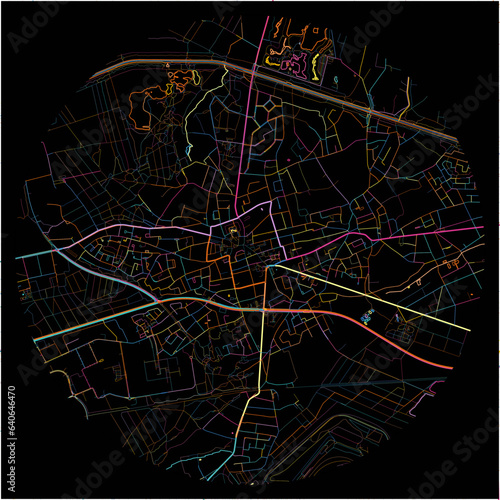 Colorful Map of Lommel, Limburg with all major and minor roads.