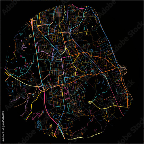 Colorful Map of Horsholm with all major and minor roads.