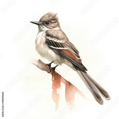 Dusky flycatcher bird isolated on white.