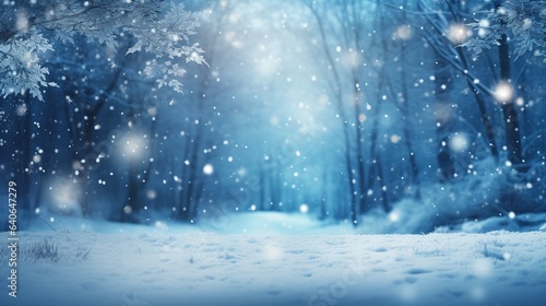 Winter background. Fairytale snowy forest. Christmas card template. Design ai