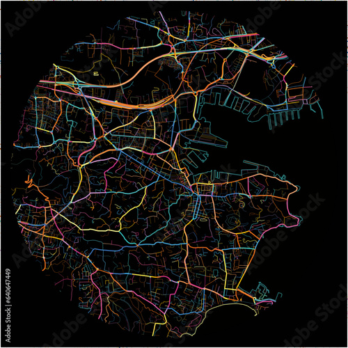 Colorful Map of LaSeyne-sur-Mer, Var with all major and minor roads.