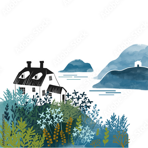 Vector spring landscape scenary