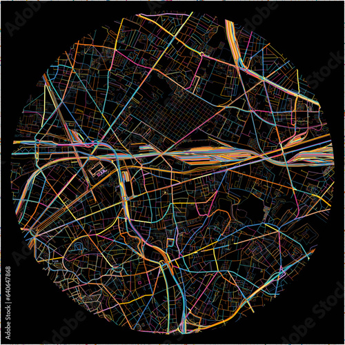 Colorful Map of Pantin, Seine-Saint-Denis with all major and minor roads.