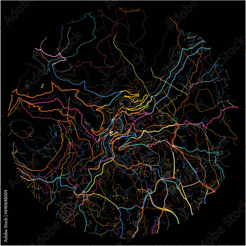Colorful Map of Grasse, Alpes-Maritimes with all major and minor roads. © netsign