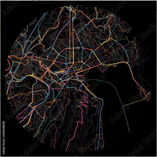 Colorful Map of Annecy, Haute-Savoie with all major and minor roads.