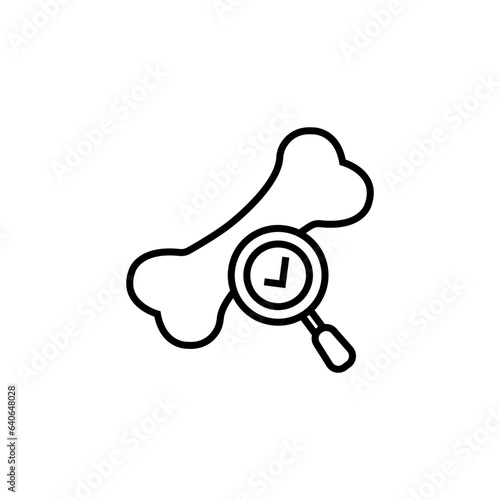 Magnifier with bone concept of orthopedic research icon