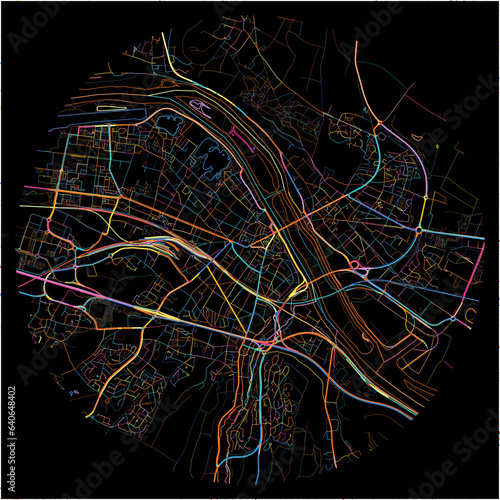 Colorful Map of Mantes-la-Jolie, Yvelines with all major and minor roads.
