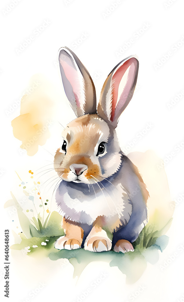 Fototapeta premium Watercolor portrait of bunny .