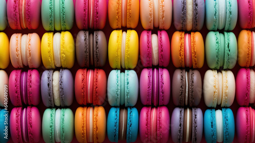 colorful macaroons on a table.Generative Ai