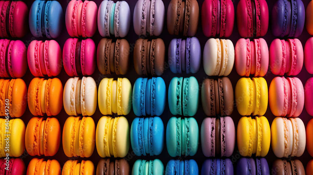 colorful macaroons on a table.Generative Ai colorful macaroons on a table.Generative Ai