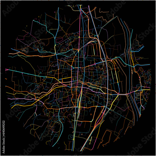 Colorful Map of Villefranche-sur-Saone, Rhône with all major and minor roads.