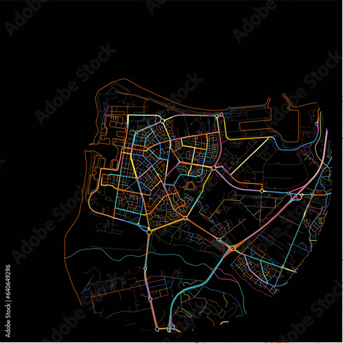 Colorful Map of LePort, Réunion with all major and minor roads.