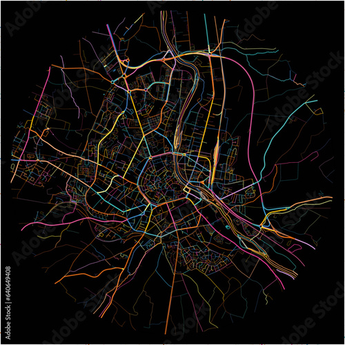 Colorful Map of Auxerre, Yonne with all major and minor roads.