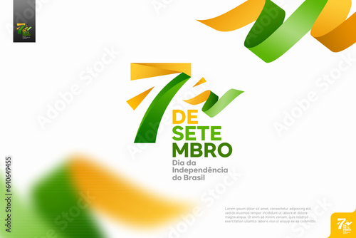 brazil independence day logotype september 7th with flag background.