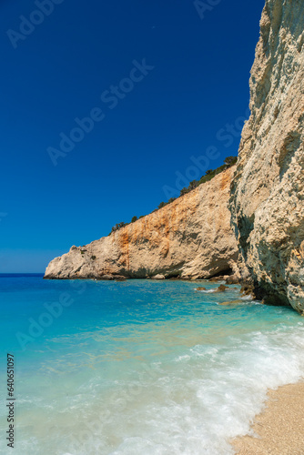 Sides of the cliffs of Porto Katsiki Beach on the island of Lefkada  Greece