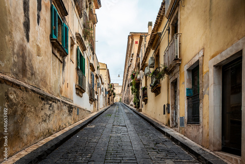 Fototapeta Naklejka Na Ścianę i Meble -  Typical Street in historic part of Noto city, Sicily in Italy