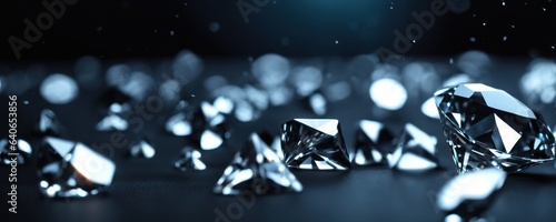 Slika na platnu Brilliant diamonds on a dark background
