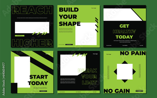 Fitness gym social media post square banner template for fitness studio promotion