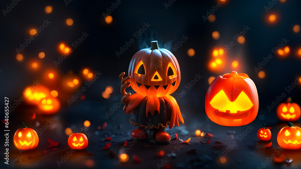 Naklejka premium Halloween night, Illustration by Generative Ai