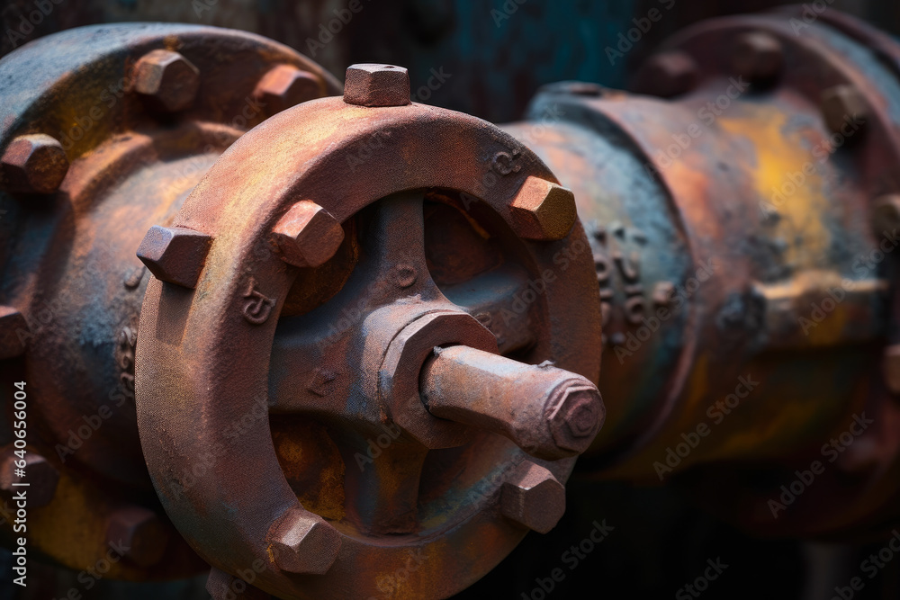 Unveiling the mesmerizing intricacies and weathered charm of a vital industrial valve, a captivating macro perspective reveals its indispensable role within machinery.