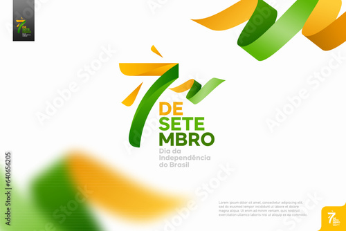 brazil independence day logotype september 7th with flag background.