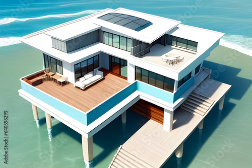 modern house on the sea