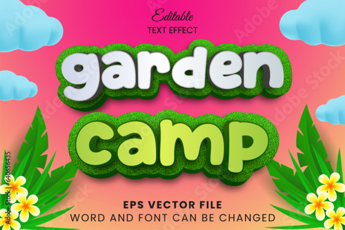 Garden camp 3d editable vector text effect