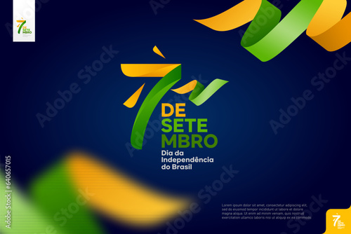 Papier peint brazil independence day logotype september 7th with flag background