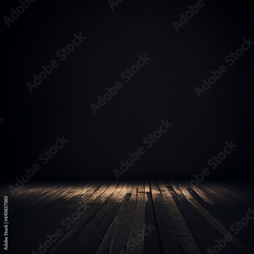 Empty Wooden Floor With Bokeh Light Effect On Stage Background, Dark Background, Stage Background